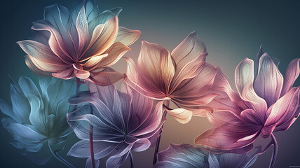 Fototapeta premium Transparent 3D Flower Petals Scattered by the Wind in a Soft Colored Background