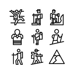 hiking icon or logo isolated sign symbol vector illustration - high-quality black style vector icons
