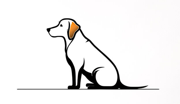 Silhouette of a dog from lines, generative AI.