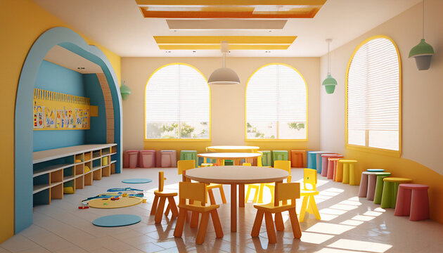 AI generates illustrations kindergarten classroom