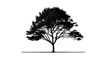 Fototapeta premium Minimalistic tree on a white background, generative AI.