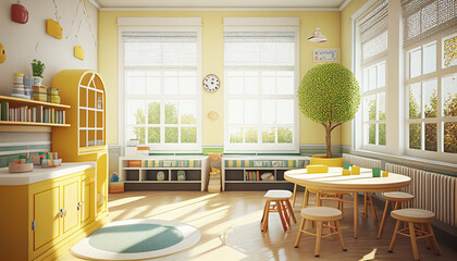 AI generates illustrations kindergarten classroom