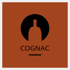 Cognac. Drink Logo. Bottle Icon Template. Vector Illustration