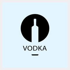 Vodka. Drink Logo. Bottle Icon Template. Vector Illustration