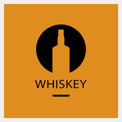 Whiskey. Drink Logo. Bottle Icon Template. Vector Illustration