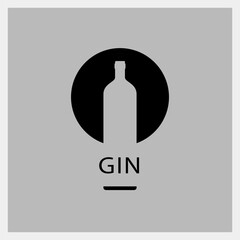 Gin. Drink Logo. Bottle Icon Template. Vector Illustration