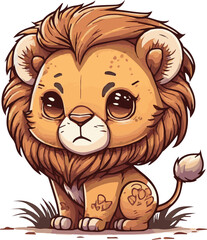 Obraz na płótnie Canvas Premium cute and chibi lion vector for illustration. Lion cartoons vector