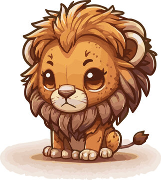 Premium cute and chibi lion vector for illustration. Lion cartoons vector