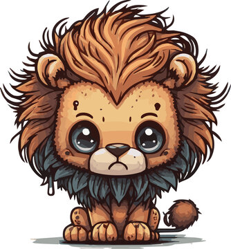 Premium cute and chibi lion vector for illustration. Lion cartoons vector