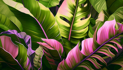 Background of palm leaves. Generative AI.