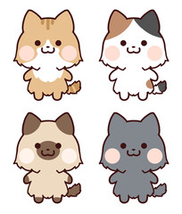 笑顔で立っている猫セット/長毛B