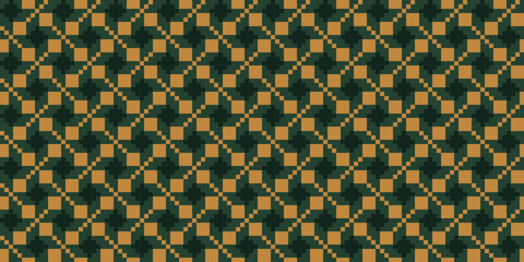 Luxury green golden geometric seamless pattern.