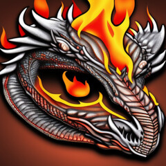 Dragon Skull On Fire 