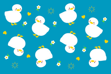 white duck with daisy pattern