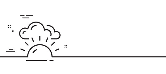 Sunset line icon. Evening sun sign. Sunny weather symbol. Minimal line illustration background. Sunset line icon pattern banner. White web template concept. Vector