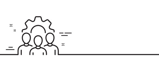 Team work line icon. Squad sign. Community group symbol. Minimal line illustration background. Team work line icon pattern banner. White web template concept. Vector