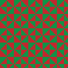  Seamless textile pattern, cloth style geometric design in red and green illustration.