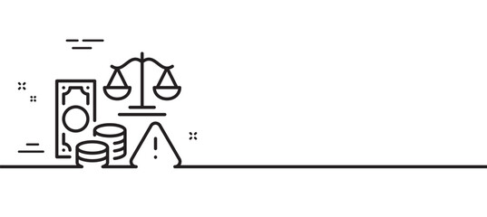 Fraud line icon. Money or financial crime sign. Tax offense symbol. Minimal line illustration background. Fraud line icon pattern banner. White web template concept. Vector