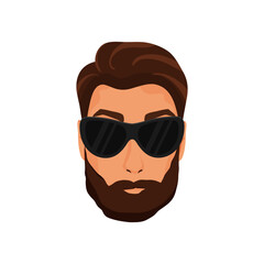 Handsome man's face with beard in sunglasses