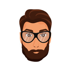 Man's face in glasses with beard