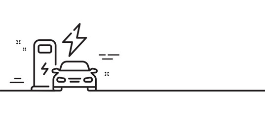 Charging station line icon. Car charger sign. Electric power symbol. Minimal line illustration background. Charging station line icon pattern banner. White web template concept. Vector