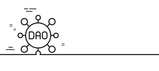 Dao line icon. Decentralized autonomous organisation sign. Blockchain technology symbol. Minimal line illustration background. Dao line icon pattern banner. White web template concept. Vector