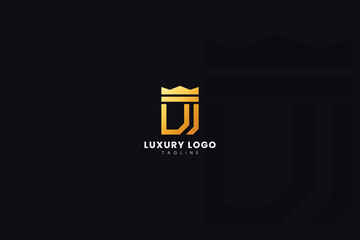 Initial U letter luxury logo with golden gradient