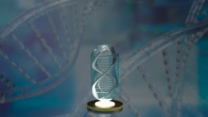 Dna in capsule for sci or education concept 3d rendering