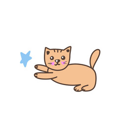 Cat flying behind a blue star