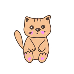 Tired sitting cat, art
