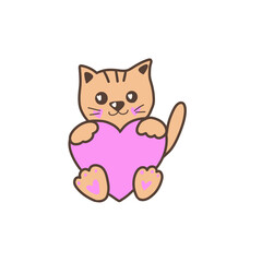 Cute cat with a pink heart 