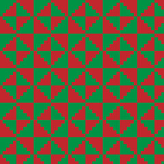  seamless textile pattern, cloth style geometric design in red and green illustration.