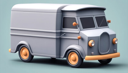 Vintage truck model, cartoon illustration, generative AI.