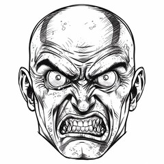Sketch von wütendem Gesichtsausdruck, made by AI,Ai-Art