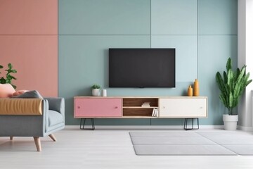 Modernes Wohnzimmer, made by Ai, AI-Art
