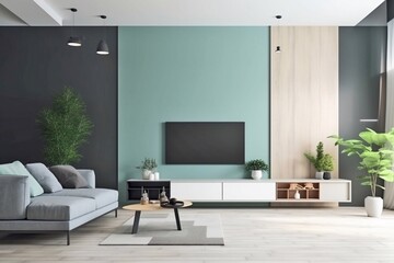 Modernes Wohnzimmer, made by Ai, AI-Art