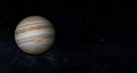 Planet Jupiter and his satellites in outer space