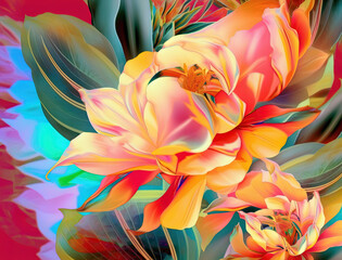 Beautiful abstract exotic flowers