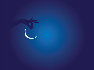 Sacrifice Concept of Eid al-Fitr and Ramadan. Giving zakat or sadaqah to poor people of Islamic concept background.