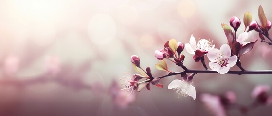Fototapeta na wymiar abstract nature background with spring blooming flowers , Generative AI. 