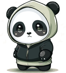 Premium vector of a cute panda with bamboo for kids cartoons. Editable panda vector