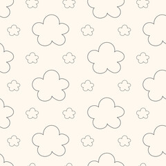 A seamless pattern with clouds on a beige background. vector pattern with abstract shapes in the form of clouds or flowers. linear repeating pattern for decor, textiles, wallpaper