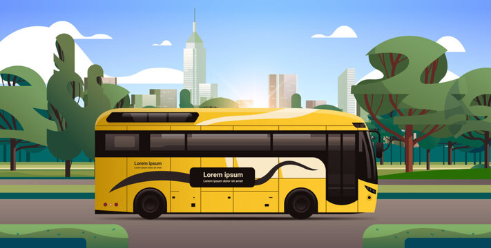 city bus vehicle modern public transport urban and countryside traffic comfortable moving concept