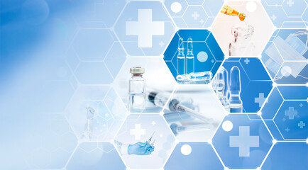 Abstract medical background. Medical technology concept. Hospital, DNA, Laboratory, Pharmacy.