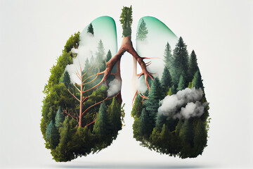 Green Lung illustration for a better World , non smoking better health , world