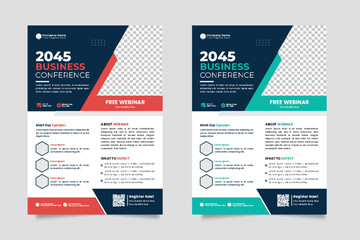 vector corporate  business conference flyer template or online business conference template