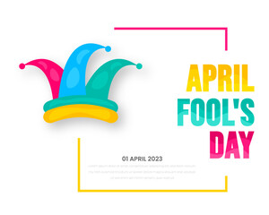 April fools day background, or banner design template with funny prank illustration vector for April fools day event 1 April celebration. April fools day colorful typography design.