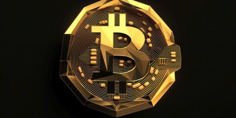 Bitcoin token, logo 3D representative of cryptocurrency