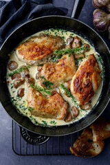 30 clove garlic chicken in a creamy sauce