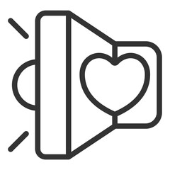 Fototapeta premium Love speaker says message - icon, illustration on white background, outline style